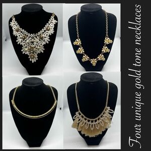 4 for $20 🌷Unique Gold Tone lace tassel flower bar Necklace Set of four